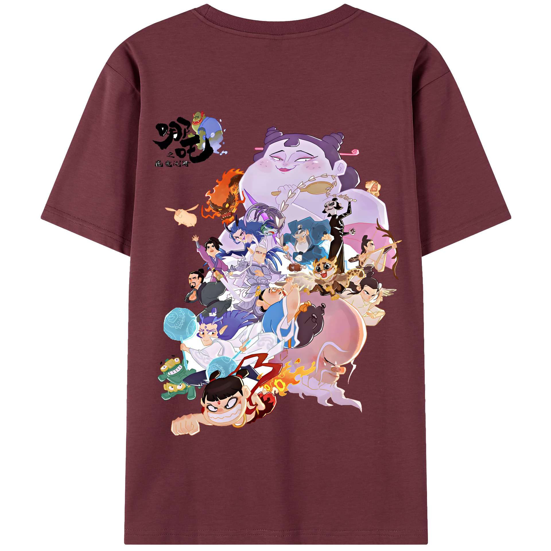 （画像用） Ne Zha 2 ナタ 魔童の大暴れ 綿100％半袖Tシャツ（背面プリント）